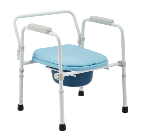 ZBCC896 Powder Coated White Color Steel Foldable Commode Chair