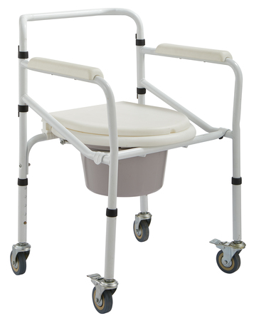 ZBCC696W Steel White Foldable Commode Chair with Wheels
